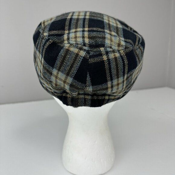 D&Y Women's Black Blue Plaid Cadet Preppy BOHO Hat S/M - Picture 7 of 12